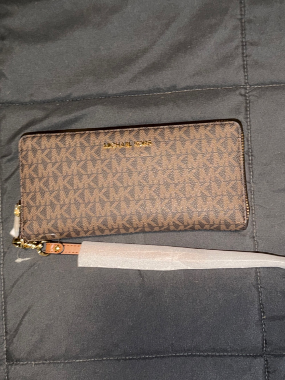 Michael Kors Brown Monogram Zip Wristlet